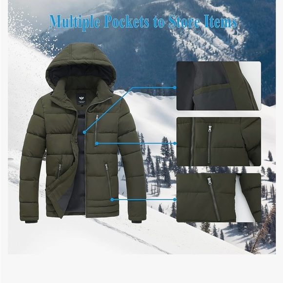 GG LEAF! Puffer Army Green Jacket. Detachable hood. Water resistant oute… - Picture 5 of 12